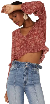 Floral Ruffle Hem Blouse