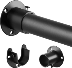 Metal Black Closet Rods for Hanging Clothes, 1.3 Inch Diameter Heavy Duty Closet Rod 17-51 Inch Adjustable Clothes Hanging Bar Shower Curtain Rods for Closet, Wardrobes, Bathroom, Windows 17-51"