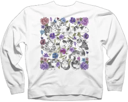 Design By Humans Cat Kitty Floral White Graphic T-Shirt