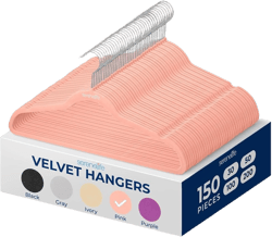 SereneLife 150pk Non-Slip Velvet Clothes Hangers - Pink