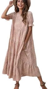 Floral Loose Ruffle Maxi Dress
