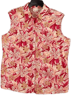 White Stag Women's Floral Button Front Crinkle Sleeveless Top