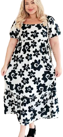 Square Neck Floral Dress