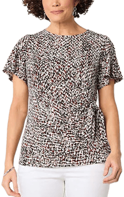 Liz Claiborne Women's Round Neck Short Sleeve Blouse