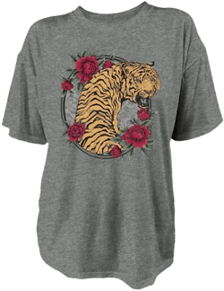 Live Outside The Limits Women's Edgy Tiger Oversized Graphic T-Shirt