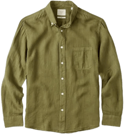 Billy Reid Men's Tuscumbia Linen Shirt in Olive, Size M, Lightweight