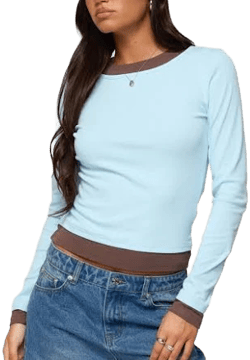 Contrast Layered Long Sleeve T-Shirt