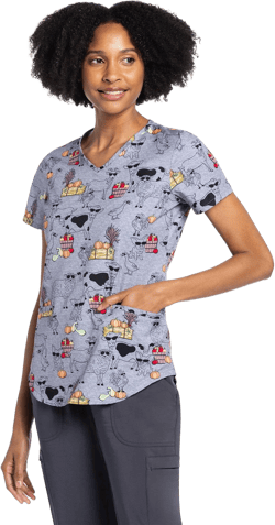 Cherokee Women's V-Neck Print Scrub Top