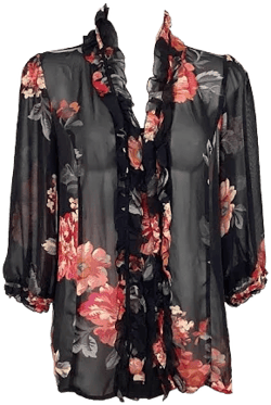Worthington -feminine Size L- Semi Sheer, Floral Chiffon Blouse-Size L
