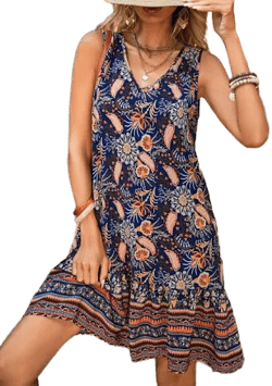 SHEIN Floral Print Ruffle Hem Smock Dress