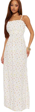 Fashion Nova Jolene Sleeveless Ruffle Cotton Blend Maxi Dress