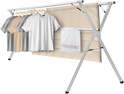 Sillars Clothes Drying Rack, 63 inches Laundry Drying Rack Clothing Foldable & Collapsible Stainless Steel Heavy Duty Clothing Drying Rack with Windproof Hooks for Indoor Outdoor 63"