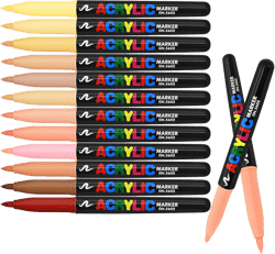 Skin Tones Art Markers, Brush Tip Acrylic Paint Pens,12 Skin Colors Paint Markers Set, Quicky Dry for Wood, Glass, Fabric, Illustration Sketching, Drawing