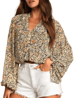 Lulus Exclusive Floral Print Balloon Sleeve Top