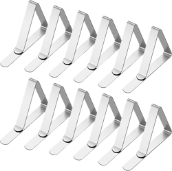 HOOSUN Tablecloth Clips Stainless Steel Picnic Table Cover Clamps for Kitchen Dining Party Outdoor Wedding and Picnics, Table Cloth Holder & Skirt Clips (12 Pack)
