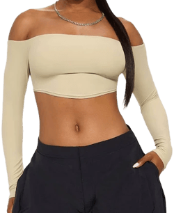 Fashion Nova Off Shoulder Double Lined Long Sleeve Blouse