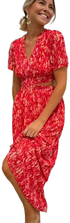 Easy Clothes Claudia V-Neck Short Sleeve Patterned Maxi Dress