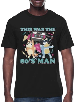 Bluey Men's 80's Man Neo-Pop Graphic Tee Shirt