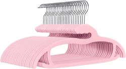 HOUSE DAY Velvet Hangers 60 Pack Pink – Heavy Duty Velvet Clothes Hangers - Non Slip Felt Coat and Suit Hanger for Closet - Lightweight Thin Space Saving - Pink Hanger
