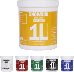 SNOWSUN Acrylic Paint Set, 6 Colors (1L/42.4 fl oz Each) Large Bulk Acrylic Paints, Gloss Non-Toxic Heavy Body Paints - Thick Art Paints for Multi-Surface Canvas Wood Ceramic Fabric Wall- Ideal for Artists & Beginners titanium white,carbon black,red,yellow,green,blue 6