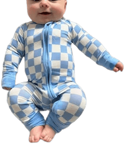 Baby Boy Checkered Bamboo Sleepsuit