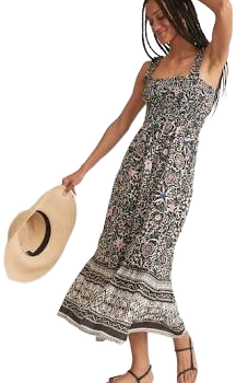 Marine Layer Women's Selene Smocked Tiered Maxi Dress