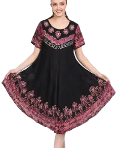 A-Line Flower Print Short Sleeve Dress