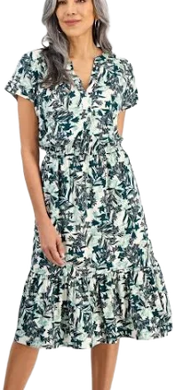 Style & Co. Women's Printed Short-Sleeve Tiered Dress