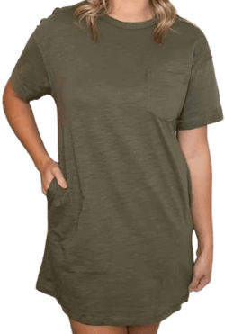 Olive Tee Shirt Dress with Pockets Brand New with Tags. | Color: Green | Size: L | Alexiskrons's Closet
