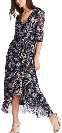 1.state Women's Floral Print Wrap Maxi Dress