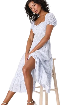 Lulus Floral Puff Sleeve Midi Dress