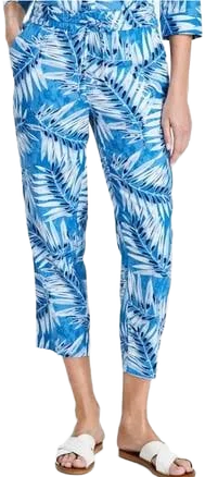 Jones New York Womens Printed Linen Straight Leg Pants