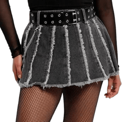 Frayed Denim Mini Skirt