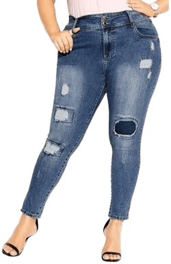 City Chic Patched Apple Skinny Jeans in Indigo at Nordstrom, Size Xxl