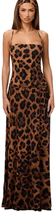 Naked Print A-Line Polka Dot Maxi Dress