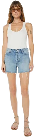 Mother Women's The Skipper Short N' Long Fray Denim Shorts