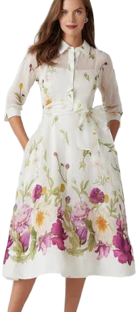 Rickie Freeman Women's For Teri Jon Silk And Linen Floral Dress
