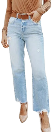 Magnolia Boutique Women's Angie Distressed Straight Leg Jeans