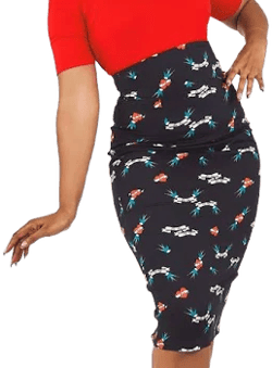 Collectif Female Black High Waisted Vintage Pencil Skirt