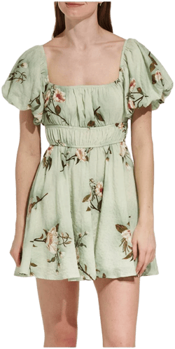 Women's Double Zero Floral Puff Sleeve Dress