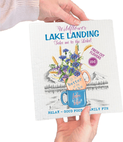 Set of 2 -  Take me to the Lake Wildflowers  Swedish Dish Cloth