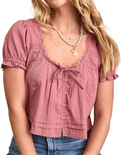 Lulus Puff Sleeve Button-Front Top
