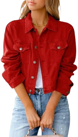 Women's Loose Long Sleeve Denim Jacket with Pockets