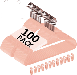 VECELO Premium Velvet Clothes Hangers Suit Heavy Duty (100 Pack)-Non Slip & Space-Saving with 12 Finger Clips & 2Tie Rack Excellent for Men and Women,Pink 100-PACK Pink