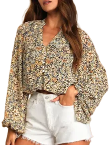 Lulus Exclusive Floral Print Balloon Sleeve Top
