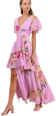 Lulus Floral Print Tiered Maxi Dress