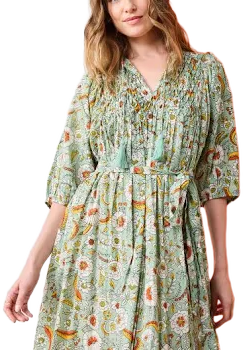 Printfresh Women's Organic Cotton Half-Sleeve Floral Midi Dress