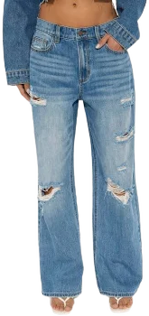 Fashion Nova Women's Extreme Measures Ripped Straight Leg Jeans