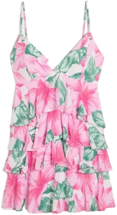 Women's Hollister V Neck spaghetti strap Babydoll Tie Mini Dress