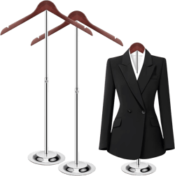 T Shirt Display stand for Vendors, Adjustable Dress Form Mannequin Torso, Portable Hanging wooden Clothes Rack, Flexible Hanger for Clothing Tshirt Jacket Coat Retail, Height 18.5-31.5 Inch (2 Pcs) 2-Pack Brown